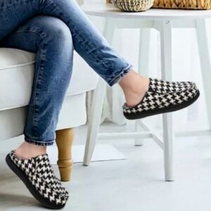 ONCAI Women's Slippers Plush Woollen Fabric Houndstooth Cotton-Blend Size 9 🌴